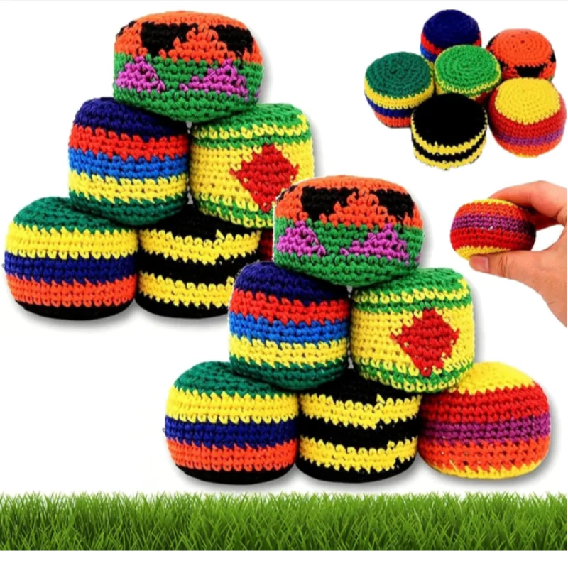 Rainbow Knit Hacky Sack Set