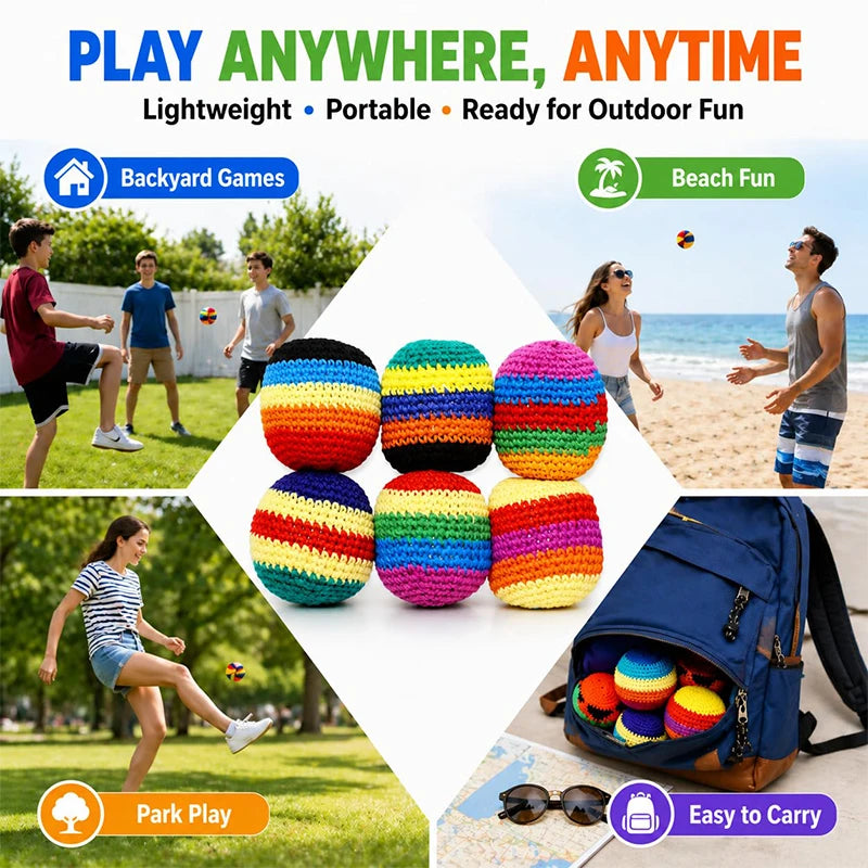 Rainbow Knit Hacky Sack Set