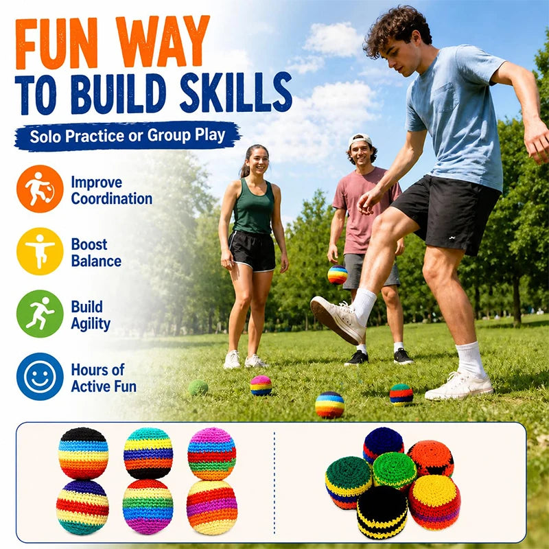 Rainbow Knit Hacky Sack Set